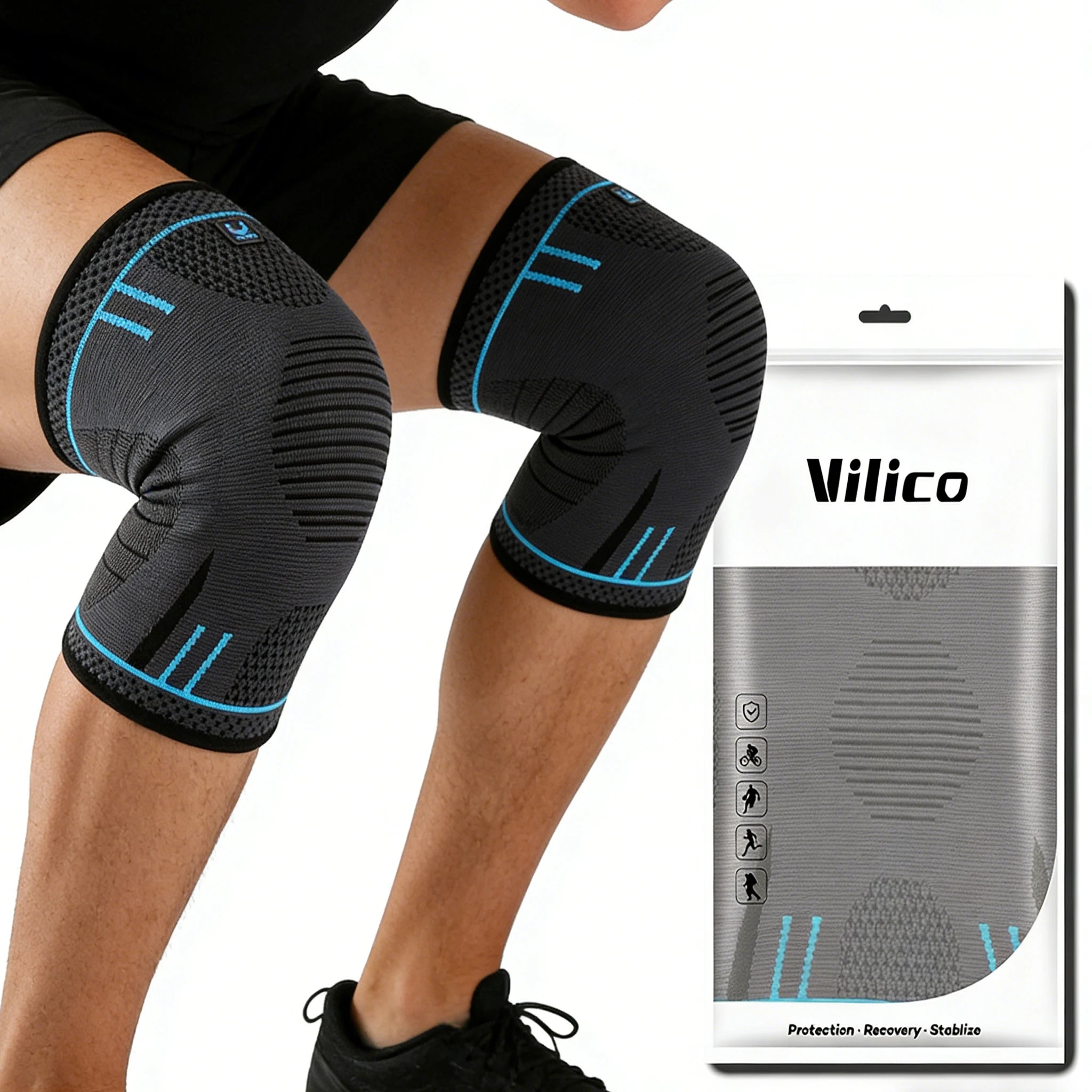 Joelheira de Compressão Elástica e Respirável para Basquete, Corrida e Ciclismo