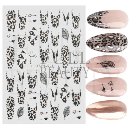 Stickers for Nails Marine Punk Black Line Design Art Slider Party Cool Decoration Adhesive Decal Emboss DIY Manicure Accessories