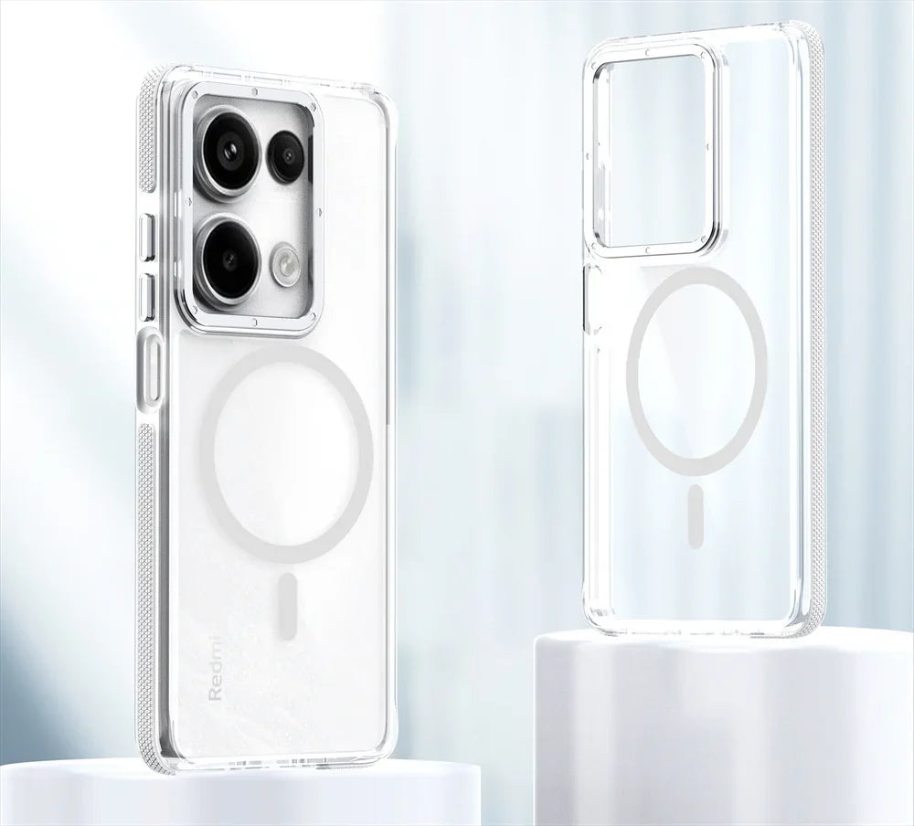 Luxury Magnetic Clear Case for Redmi 15C Note 14 13 12 Pro Plus 4G 5G For Magsafe Cover for Xiaomi 15T 14T Pro Poco X7 Pro Case