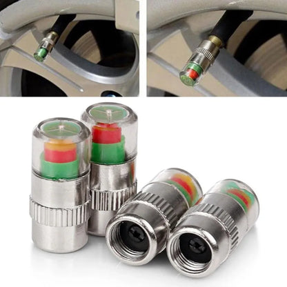 4 indicadores de presión de neumáticos para coche, indicador de presión de neumáticos, alerta de monitoreo, sensor de tapa de válvula, detección de válvula externa.