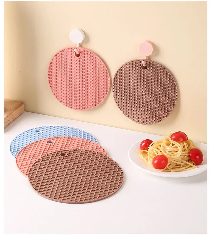 Silicone Round Teacup Mat Table Insulation Mat Dish Non-slip Placemat High Temperature Light Luxury Anti-scalding Casserole Mat