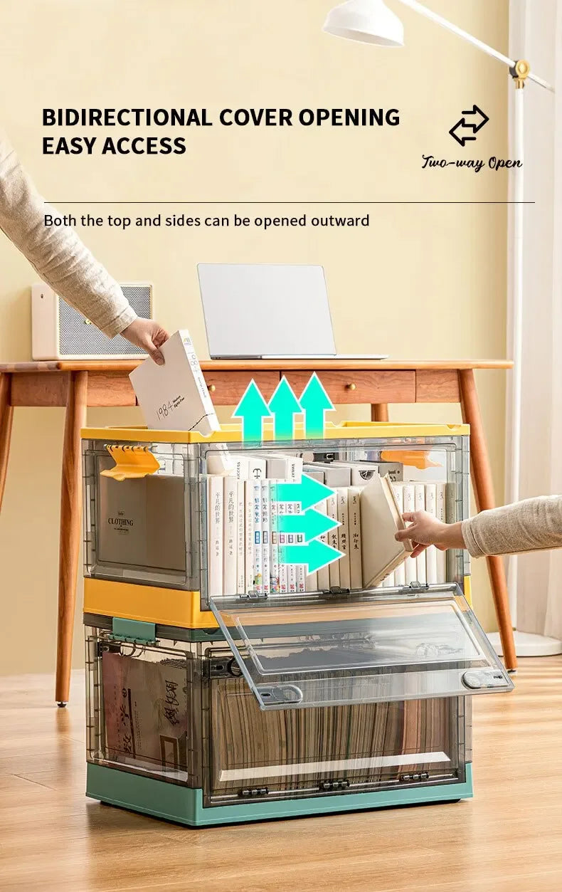 1pc Foldable Storage Trunk Open Storage Box Transparent Storage Box Home Wardrobe Clothes Organizer Large Capacity Clear Plastic