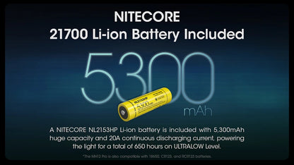 NITECORE MH12 Pro USB-C Rechargeable Compact UHi 40 LED Flashlight 3300 Lumens Lantern Emergency Tactical Torch with NL2153HP