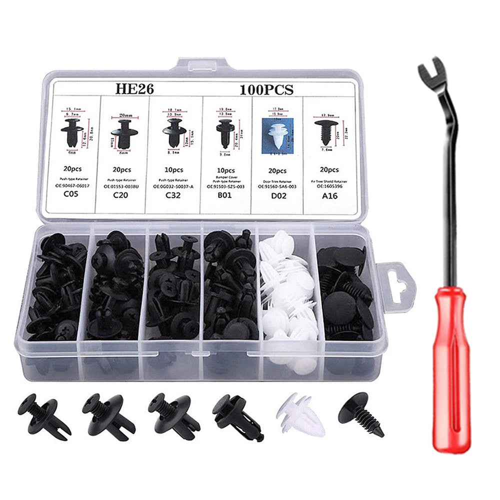 Mixed Size Car Plastic Retainer Clips Automobile Fender Push Pin Rivet Door Trim Panel Retainer Automobile BumperFasteners Tool
