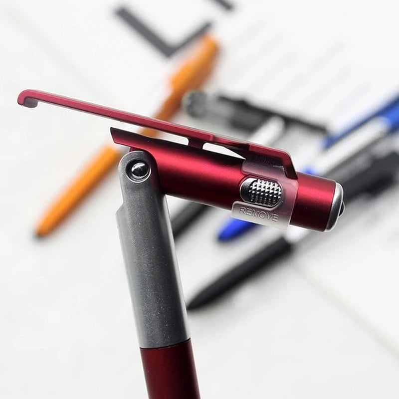 Newest 4-In-1 Multifunction Ballpoint Pen LED Light Fold Phone Holder Night Read Writing Pencil Office School Student Stationery