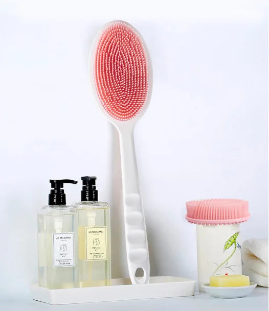 Exfoliating Sponge Dead Body Scrubber Skin Head Washing Brush Comb Silicone Bristle Bath Brush Scalp Massager Bath Tool Hygienic