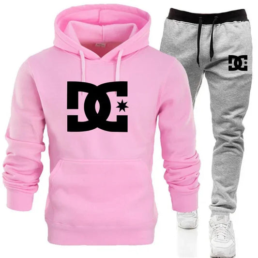 New men's autumn and winter hooded sweatshirts, sportswear, outdoor fashionable jogging couple pullovers and trousers two-piece