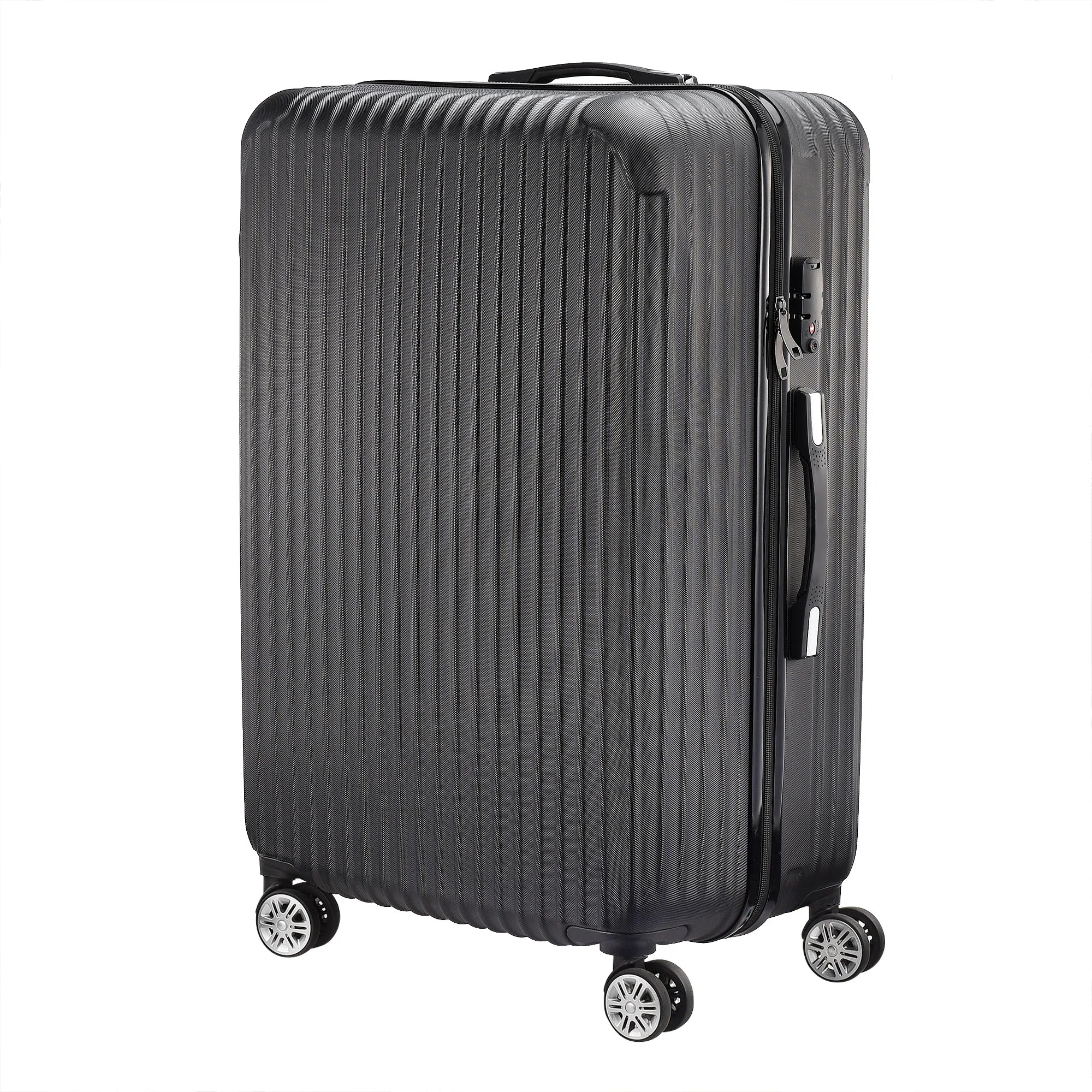 Anajqaqia 3 Pieces Suitcase Set, Hard-Shell Luggage Set Made of ABS, with  Combination Lock Hand and Telescopic Handle, Black