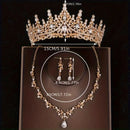 Bridal Wedding Jewelry 4-piece Set, Alloy Crystal Crown&Crystal Necklace&Earrings Women's Classic Wedding Tiaras