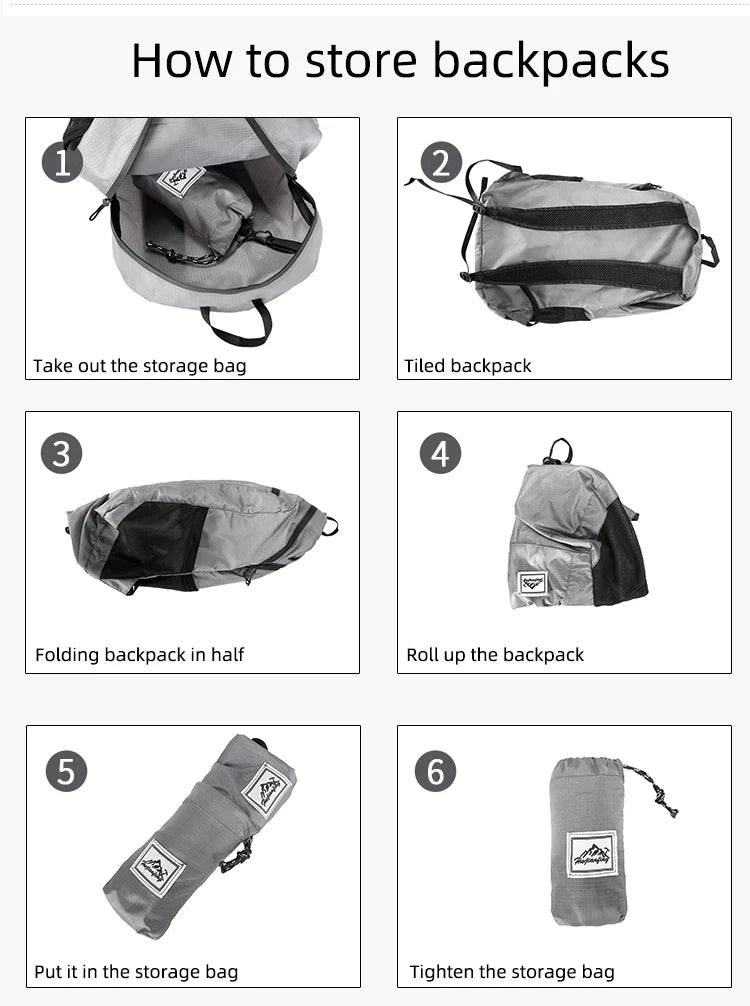 20L Portable Foldable Backpack Folding Mountaineering Bag Ultralight Outdoor Climbing Cycling Travel Knapsack Hiking Daypack