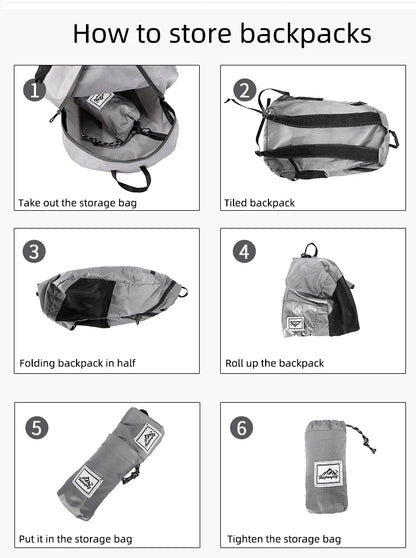 20L Portable Foldable Backpack Folding Mountaineering Bag Ultralight Outdoor Climbing Cycling Travel Knapsack Hiking Daypack