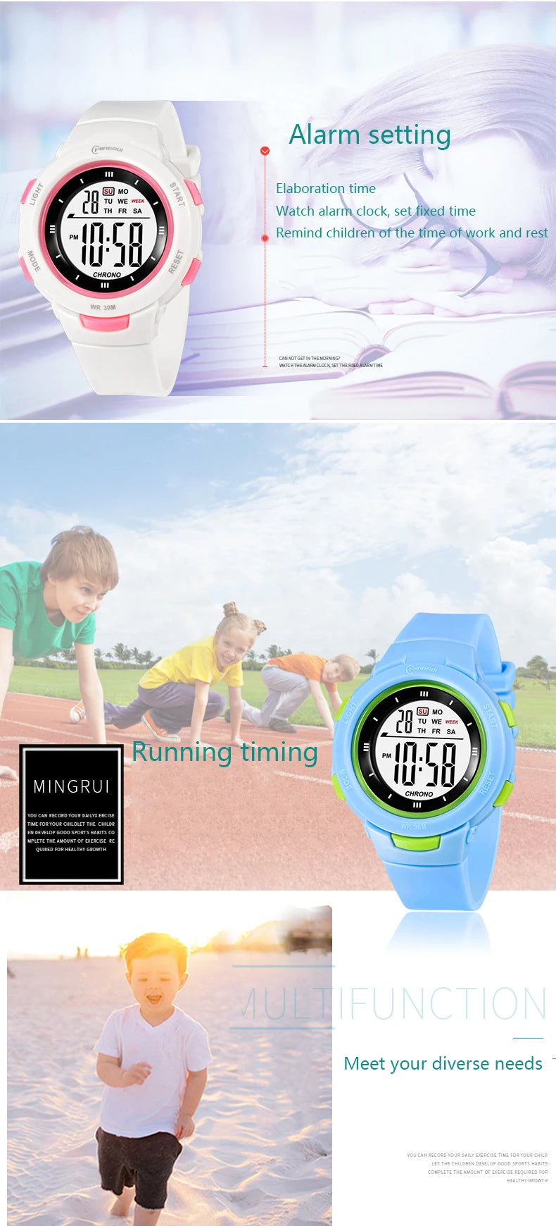 UTHAI CE49 Kids Watches Fashion Luminous Waterproof Alarm Clock Smart Watches Boys and Girls Student Electronic Wristwatch Gift