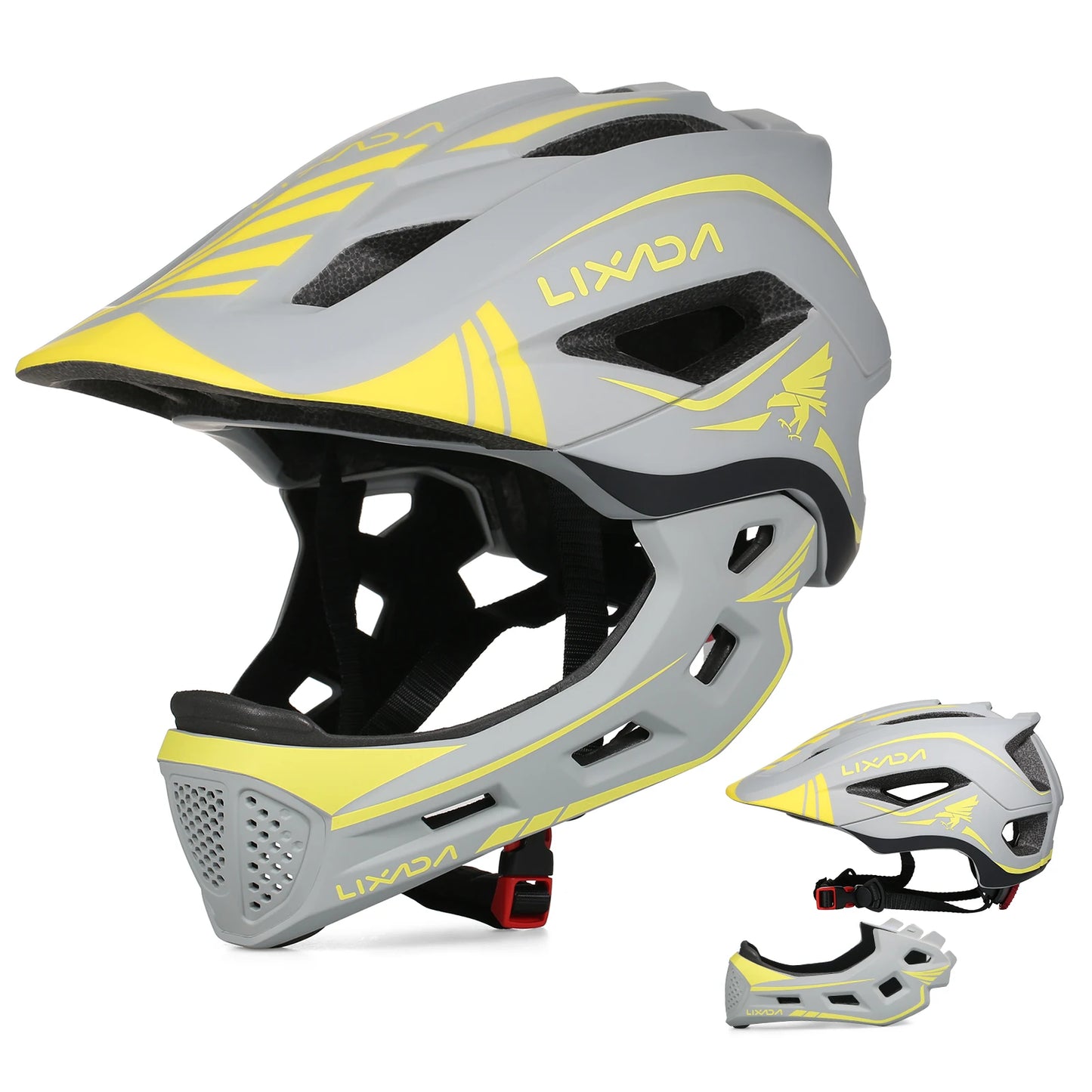 Lixada Kids Full Face Helmet Detachable Children Sports Safety Bike Helmet Protective Gear for Cycling Skateboarding Roller Skat
