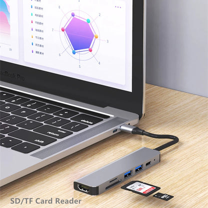 USB C Hub to 4K HDMI-Compatible SD TF Card Reader USB 3.0 2.0 Type C Charging Docking for MacBook iPad Samsung S22 Dex TV Mouse