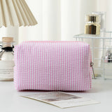 Stripe Seersucker Cosmetic Bag Fashion Women Cosmetic Bag Zipper Storage Makeup Case Traveling Pouch Organizer for Lady