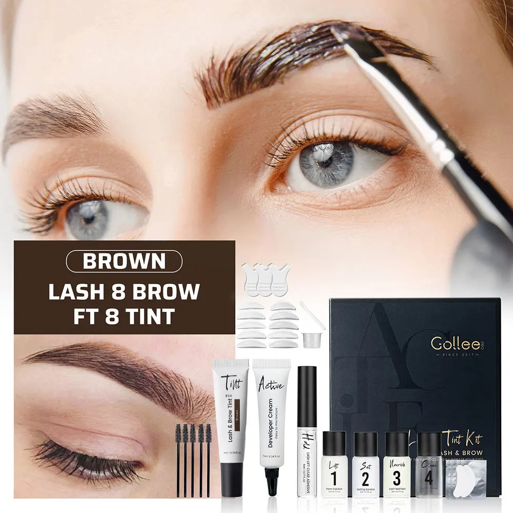 Gollee Eyelash Lifting Perm kit Natural Lashes Enhancer Long Lasting 4-6 weeks Black Lash Brow Tinting Perm Professional Makeup