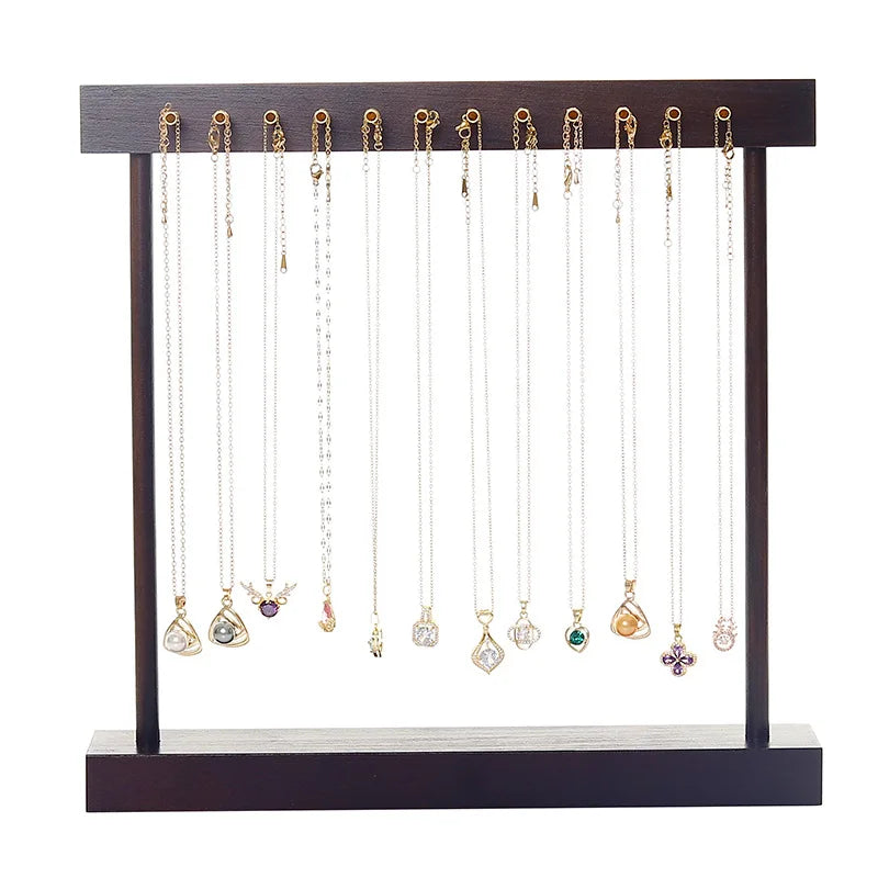 DIY Assembly Simple Solid Wood Necklace Display Rack Large Capacity Jewelry Display Stand Collection Pendant Rack Ornaments Display Stand Props
