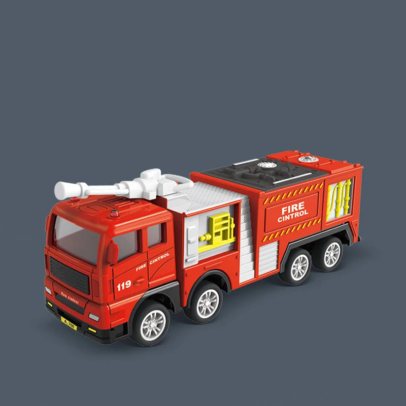 Children Fire Truck Pull Back Toys Fire Telescopic Ladder Truck Inertia Car Fire Rescue Water Tanker Model Boys Birthday Gift