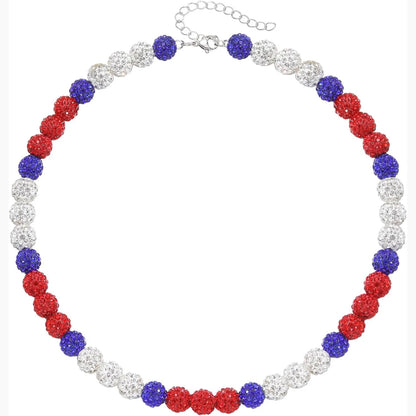 Collar de cadena de cuentas de béisbol para hombre, colección Shiny Ice, collar de béisbol, regalo para niños, amantes de los equipos de béisbol, 45 cm 