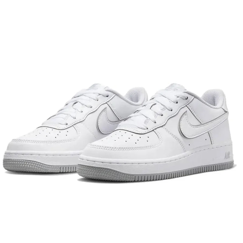 Nike couro confortável casual antiderrapante absorção de choque resistente ao desgaste tênis infantis de cano baixo branco cinza adolescentes
