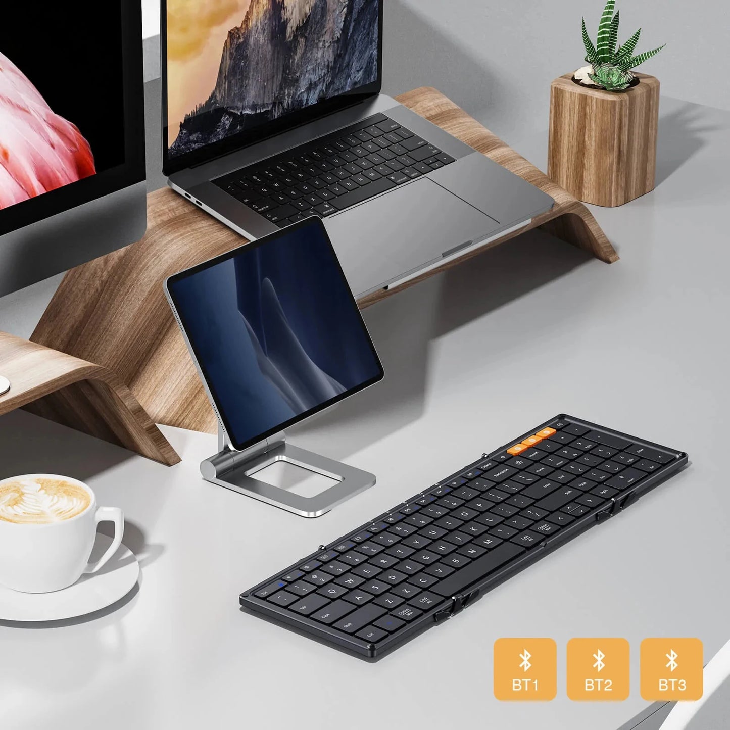 Folding Keyboards with Numeric Keypad Bluetooth Wireless Portable Silm Full-SizeT Foldable Keyboard for Travel Computer PC iPad