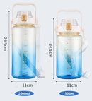 2000ml High Quality Sport Water Bottle With Straw Gym Fitness Outdoor Camping Cycling Hiking Drinking Plastic Bottles With Strap