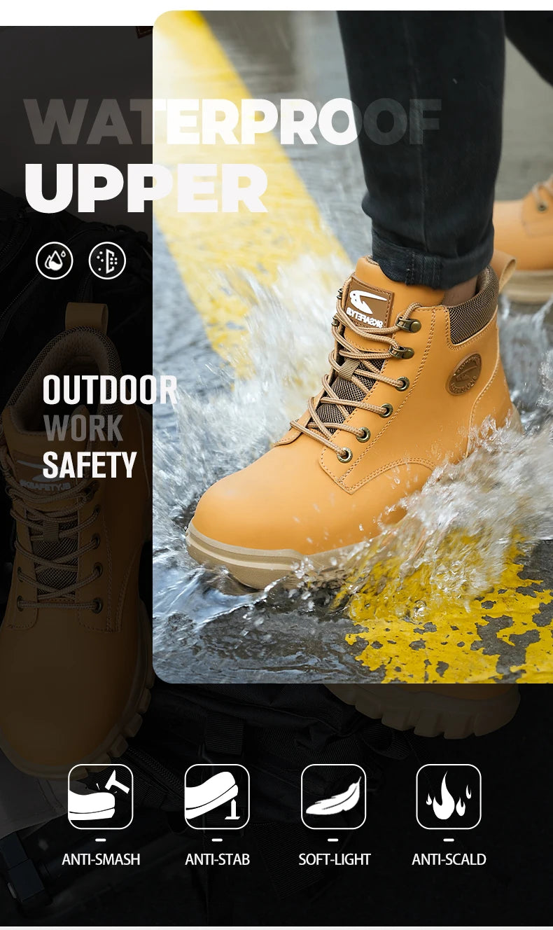 Steel Toe Shoes for Men Women Lightweight Anti-Smash Steel Toe Sneakers Indestructible Work Boots Construction Safety Shoes