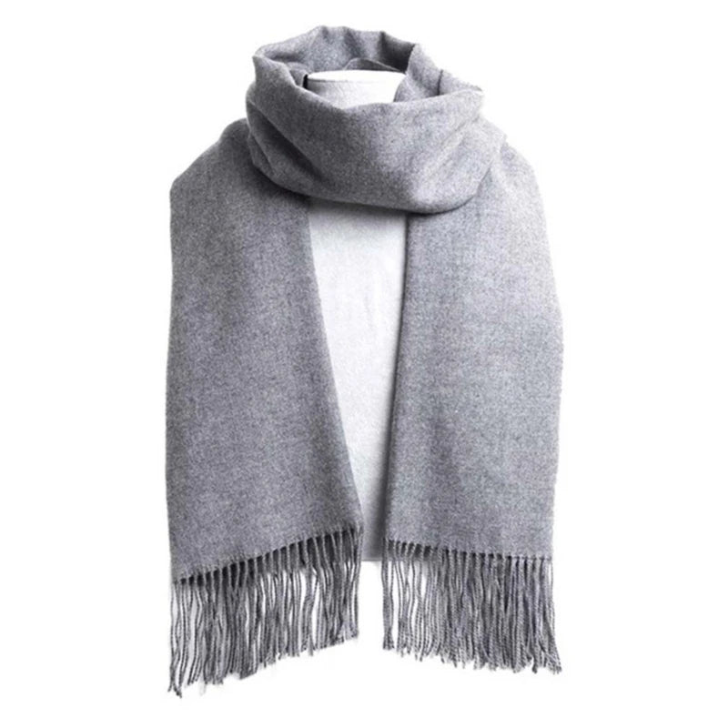 Classic Solid Colors Scarves Men Cashmere Soft Knitted Striped Scarf Long Tassel Neck Warmer Men'S Winter Scarf 2023 New