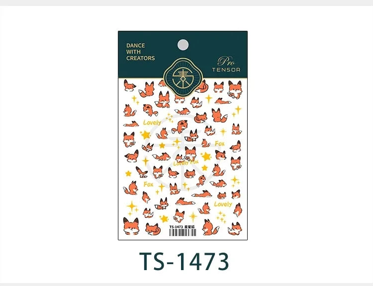 Lovely Red Fox Cartoon 5D Soft Reliefs Self Adhesive Nail Art Stickers Cute 3D Nail Decoration Decals Wholesale Dropshipping