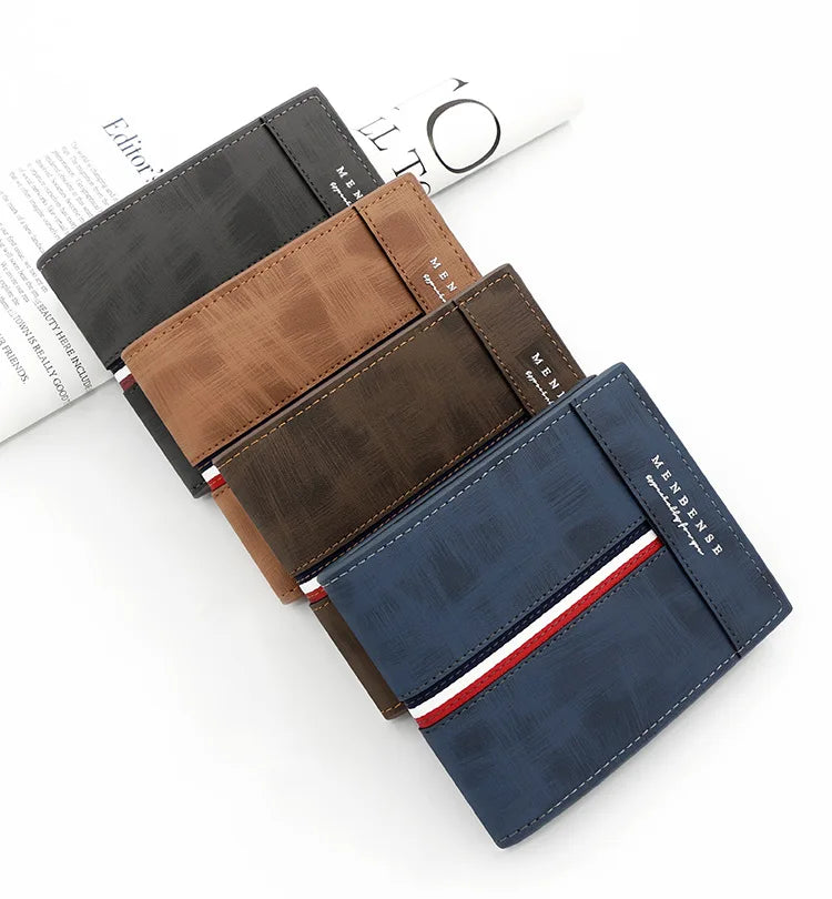 2023 New Short Men Wallets Slim Card Holder Male Purses Luxury PU Leather Coin Pocket High Quality Small Men's Wallet
