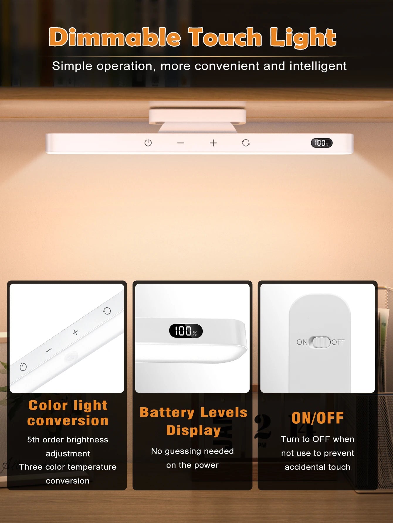 WILLED Touch Table Lamp Lâmpada de mesa magnética Bulit-in 2500mAh Bateria para armário de leitura Espelho de cabeceira Luzes noturnas recarregáveis