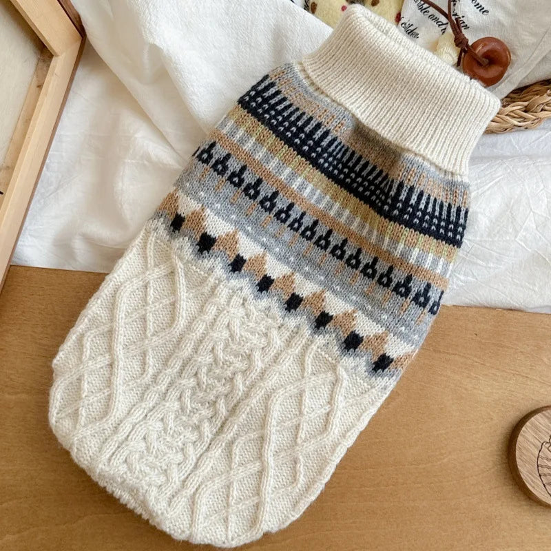 New Dog Black Beige Vintage Sweater for Small Medium Dog Christmas Halloween Day Wear Sweater Pullover