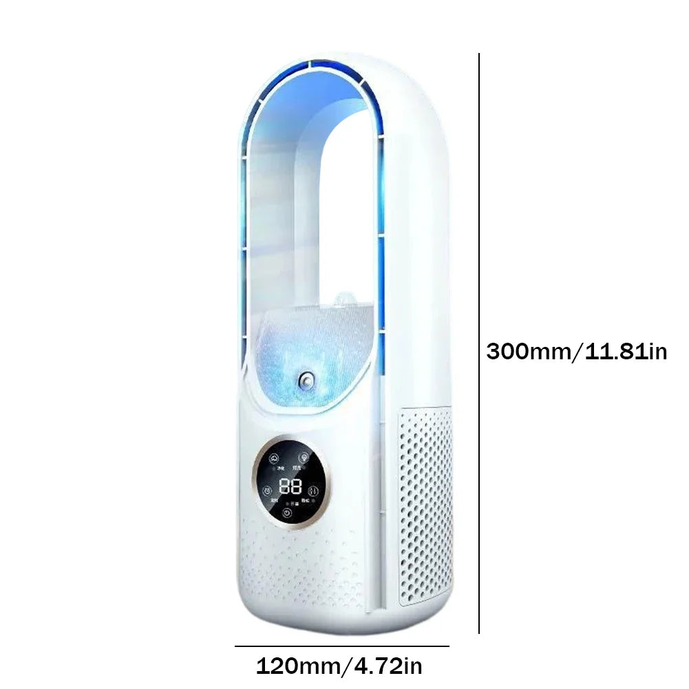 Portable USB Air Cooler Leafless Electric Desktop Fan 6 Speed Silent Timer Air Conditioner Cooling Humidifier Conditioning Fan