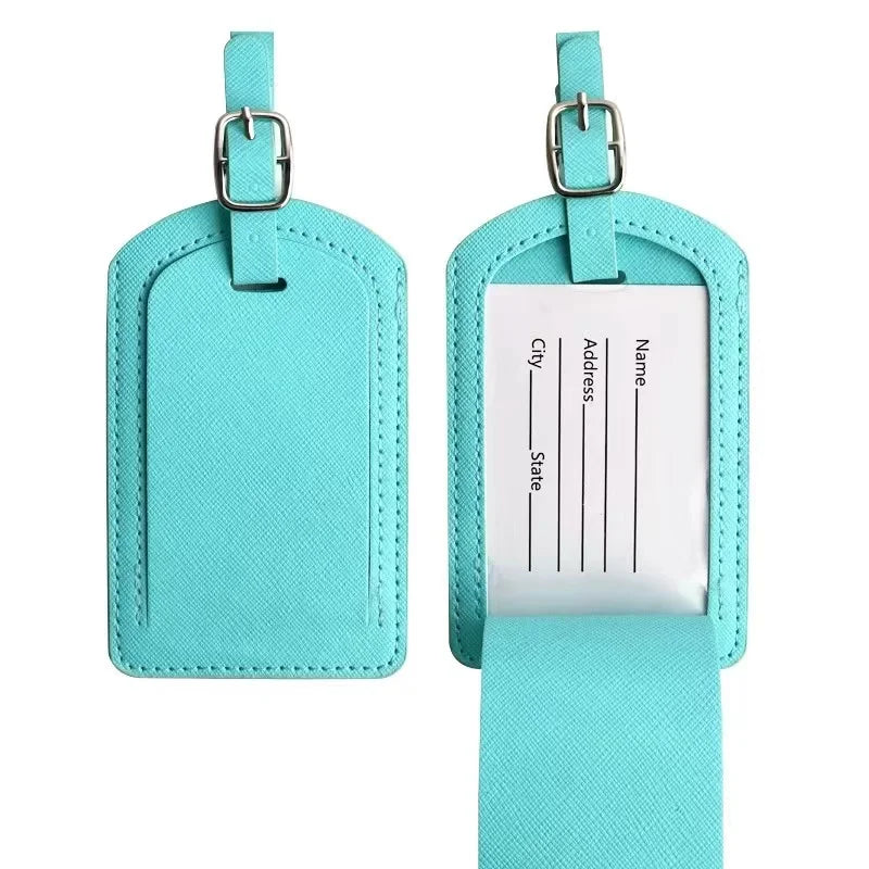 Custom Letters Saffiano PU Leather Luggage Tag Wholesale Personalize Initial Travel Accessories Women Men Suitcase Name Card Tag
