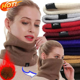 New Warm Neck Cover Neckerchief Winter Plush Muffler Woolen Knitting Fashion Solid Color Men Women Cold-proof Scarf Outdoors
