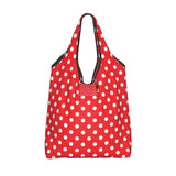 Custom Recycling Classic Black And White Polka Dot Shopping Bag Women Tote Bag Portable Grocery Shopper Bags