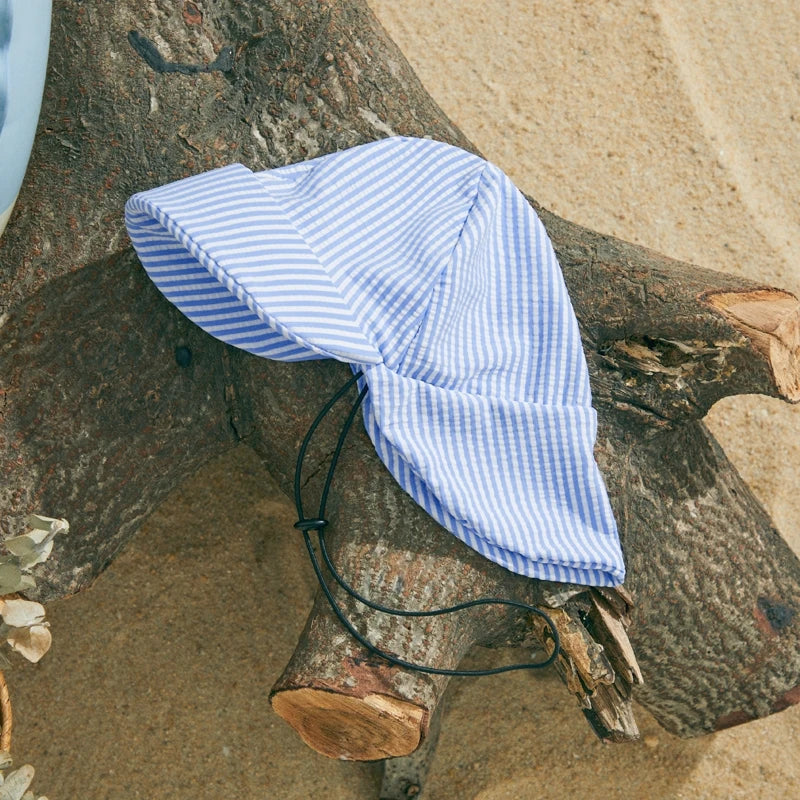 MISOWMNJOY Baby Girl Boy Swimsuit Summer New Stripe Print Kids Beachwear Short Sleeve Half Zipper Rash Guard Swimwear Sunhat Set