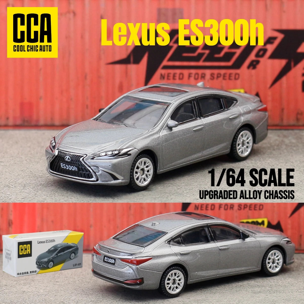 1/64 Leuxs ES300h Toy Car Model CCA MSZ 1:64 Diecast Vehicle Miniature Free Wheels Collection Suitable for Hot Wheels Gift Kid