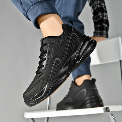 Men Sports Running Shoes Outdoor Walking Soft Casual Sneakers Fashion Designer Leather Sneaker Waterproof Men's Tennis Masculina