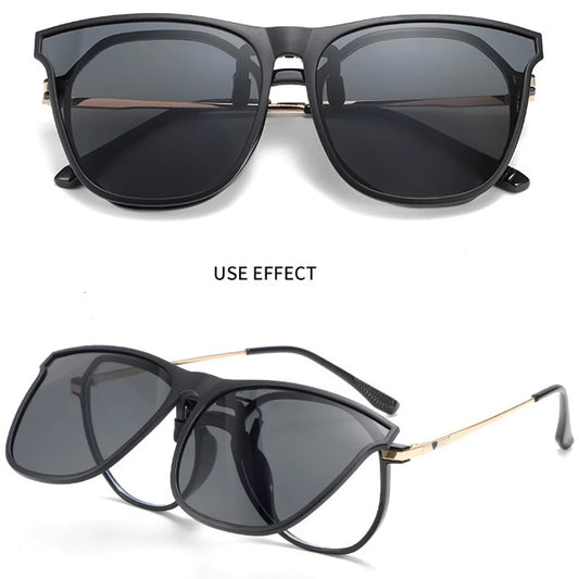 Polarized Clip On Sunglasses Men Car Driver Goggles UV400 Sun Glasses Anti Glare Vintage Square Glasses