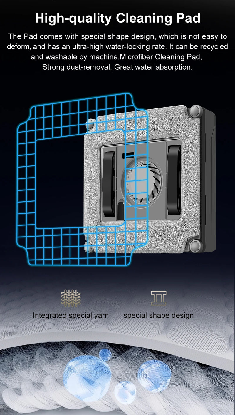 ABIR WD8 Robot Window  cleaner, Dual Water Spray,Smart Memory,High Vacuum Suction, Laser Sensor, Home Wall Glass Cleaning Robot