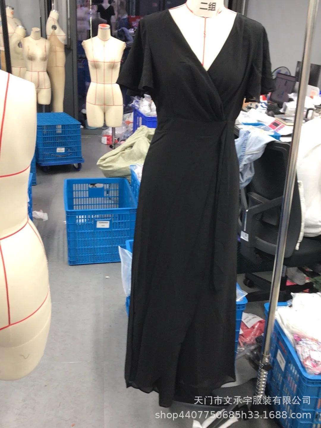 Women's New Solid V Neck Flutter Sleeve Tie Waist Split Wide Leg Jumpsuit Elegant Slimming Versatile Party Daily Casual Jumpsuit