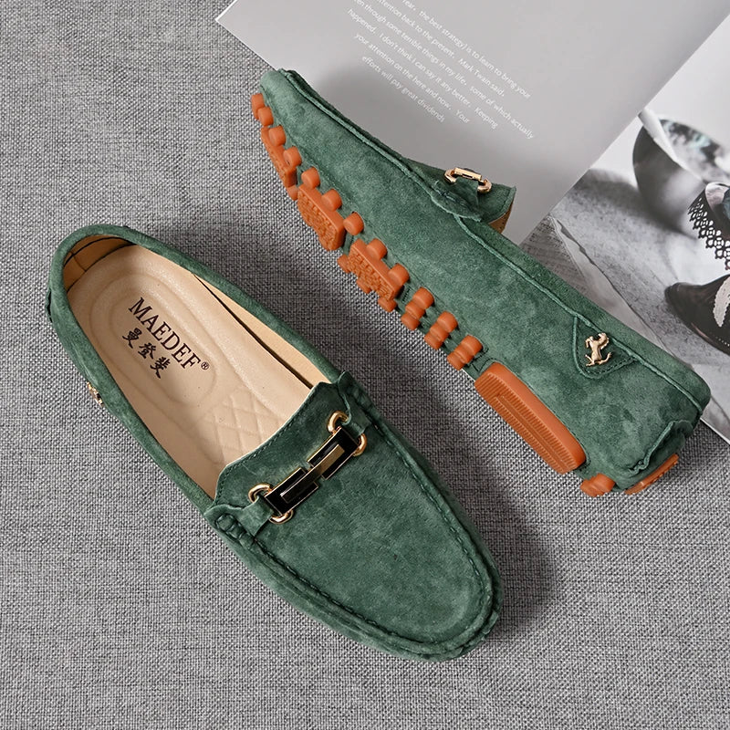 YRZL Men's Loafers Big Size 48 Soft Driving Moccasins High Quality Flats Genuine Leather Slip-on Suede Loafers for Men