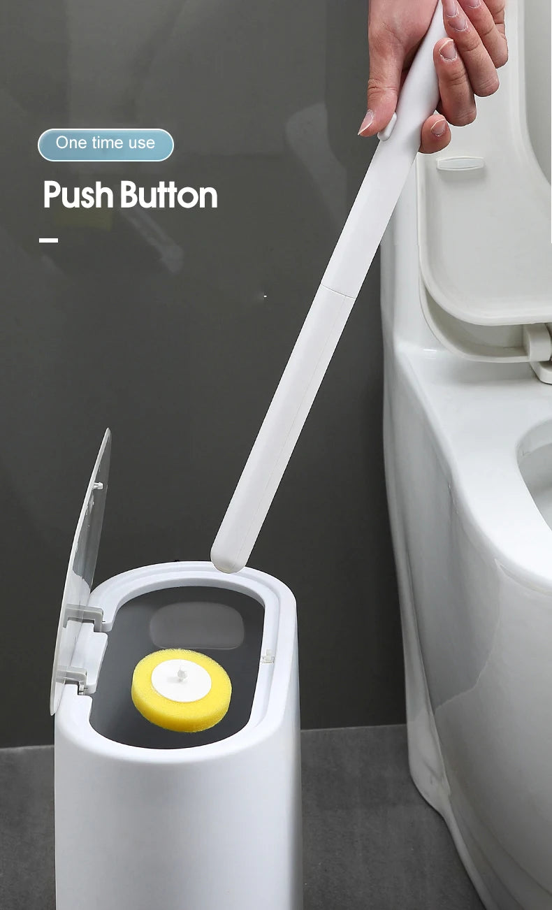 IZEFS Disposable Toilet Brush With Cleaning Liquid Wall-Mounted Cleaning Tool For Bathroom Replacement Brush Head Wc Accessories