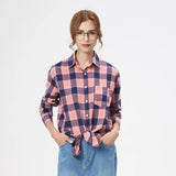 Casual Women's Plaid Shirt 2025 Spring Autumn New Ladies Loose Blouse and Tops Female Long Sleeve Shirts Fresh Checked Clothes