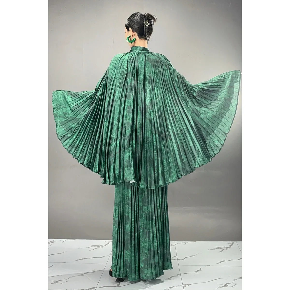 Two Pieces Chinese Style Wide Leg Pants Set Female Full Sleeve Blouse+Matching Trousers Suit Elegant Casual Matching Kit