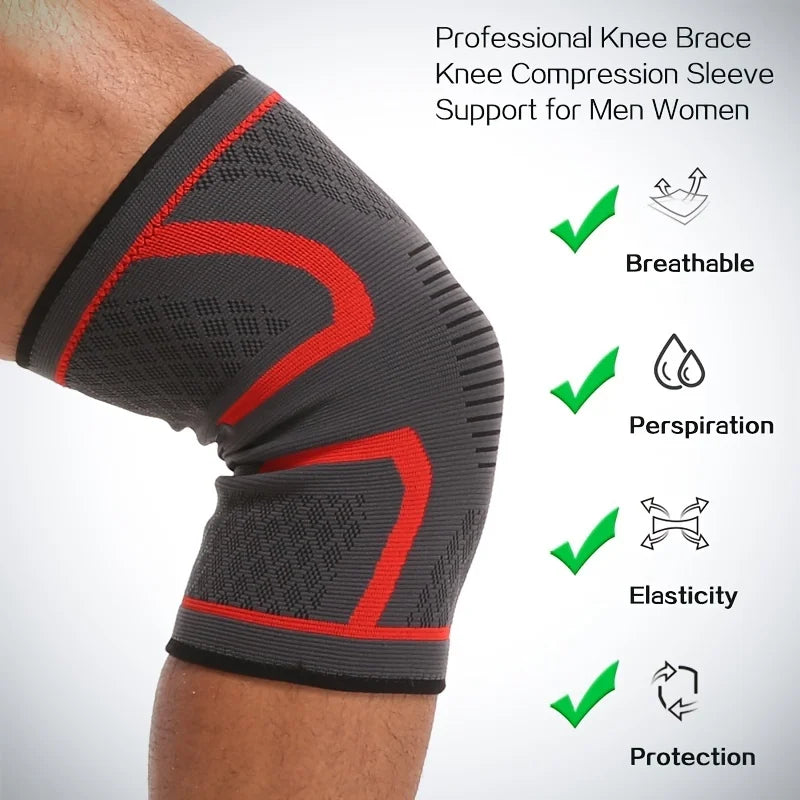 1 Unidade de Joelheira de Compressão Elástica em Nylon para Fitness, Corrida, Ciclismo e Esportes (Basquete/Vôlei)