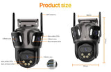 Three Screen WIFI IP Camera Outdoor 4K Dual Lens PTZ Camera Ai Human Detection IP66 Waterproof CCTV Video Security Camera iCsee