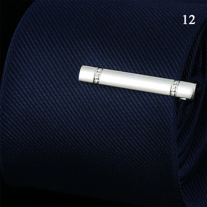 New Metal Silver Color Tie Clip For Men Wedding Necktie Tie Clasp Clip Gentleman Ties Bar Crystal Tie Pin For Men's Accessories