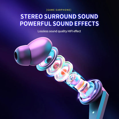 Tecsire M10 Gaming Bluetooth Earphone Wireless Earbuds TWS Stereo Bass Touch Control With Microphone